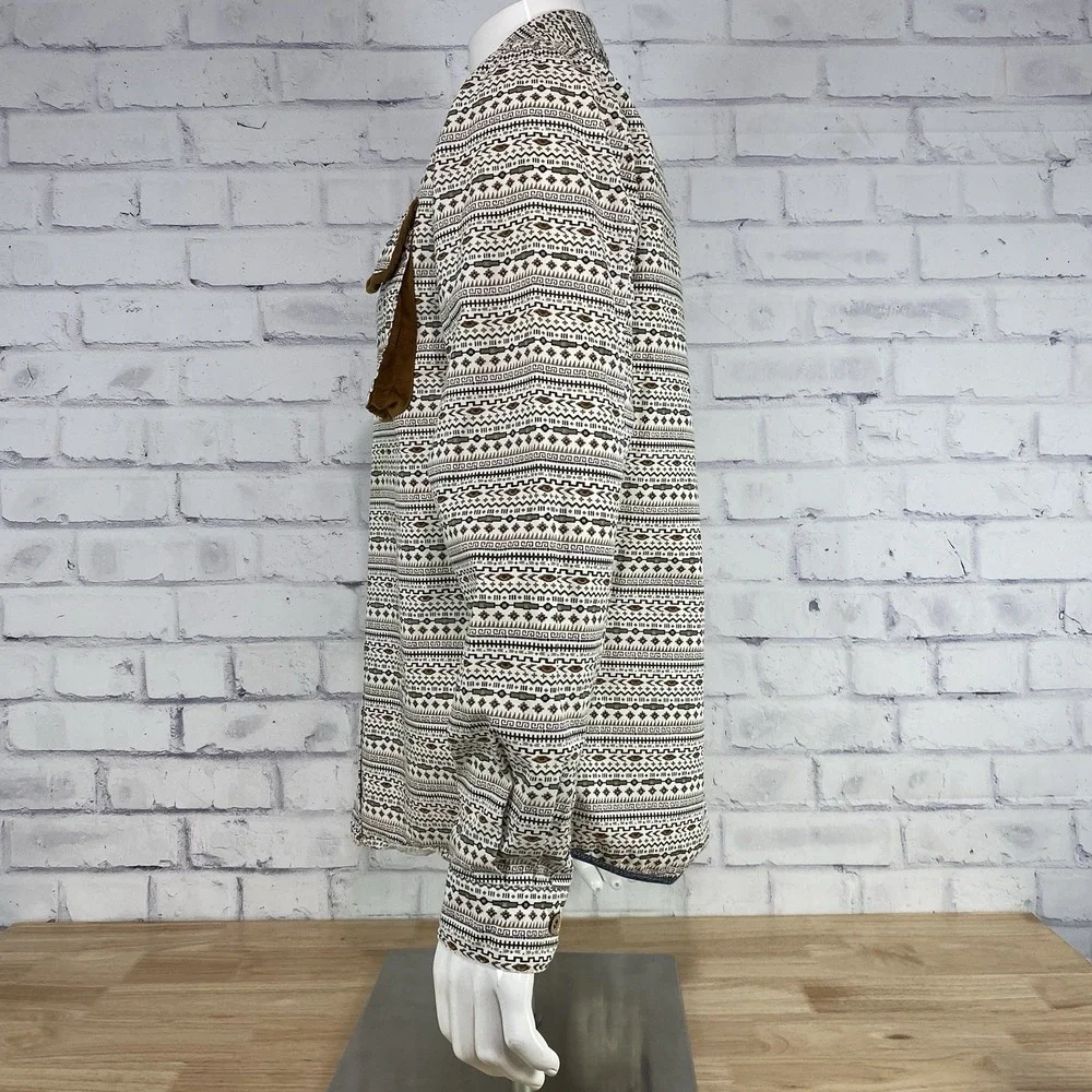 Staple Shirt Men's Medium Long‎ Sleeve Button Up Aztec Chest Pocket